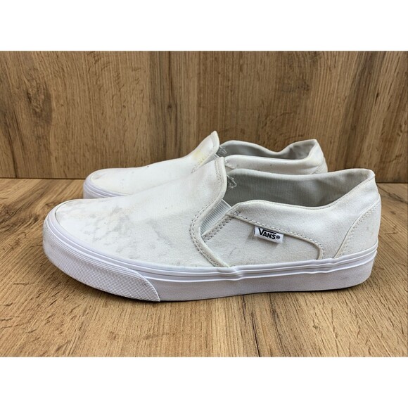VANS Off The Wall Classic Slip On Skate Loafer Shoes Size 9 White Canvas 721356 - Picture 3 of 16